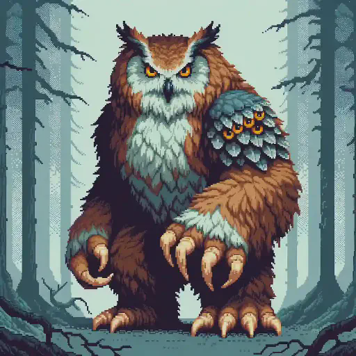 owlbear in retro gaming inspired style