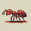 fire ant in retro gaming inspired style