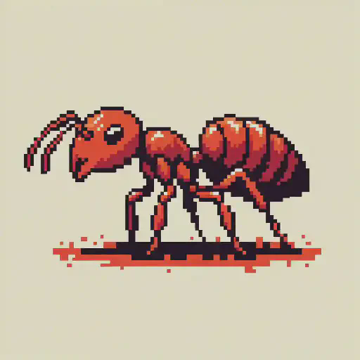 fire ant in retro gaming inspired style