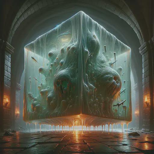 gelatinous cube in fantasy movie style