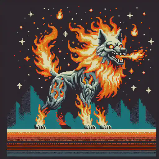 hell hound in retro gaming inspired style