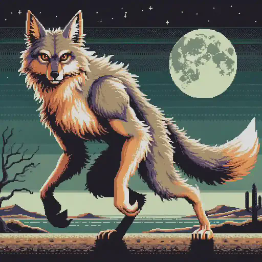 werejackal in retro gaming inspired style