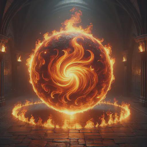 flaming sphere in fantasy movie style
