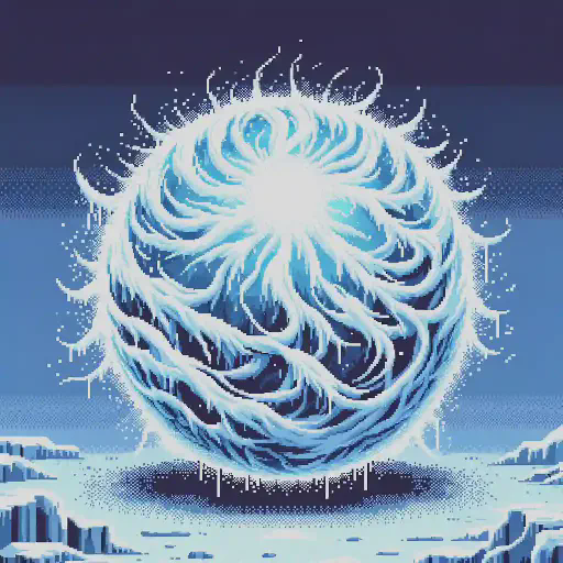freezing sphere in retro gaming inspired style