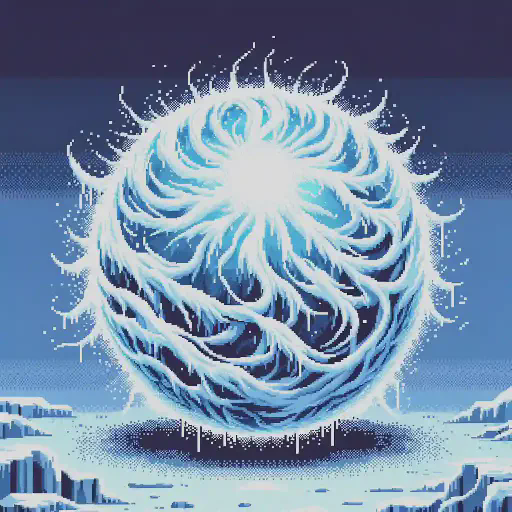 freezing sphere in retro gaming inspired style