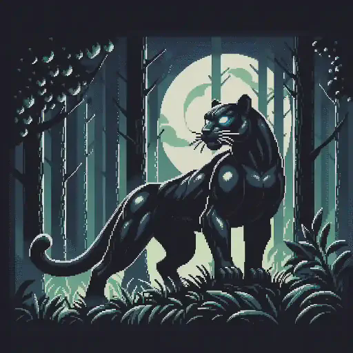 panther in retro gaming inspired style
