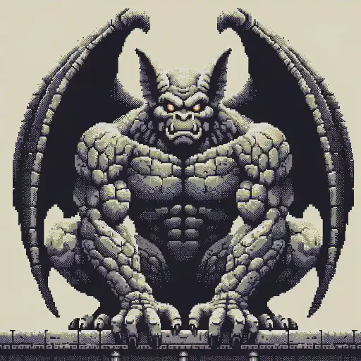 winged gargoyle in retro gaming inspired style