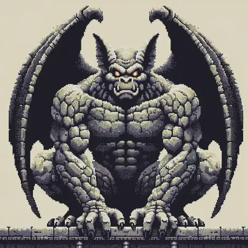 winged gargoyle in retro gaming inspired style