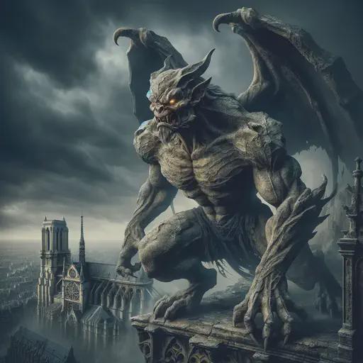 winged gargoyle in fantasy movie style