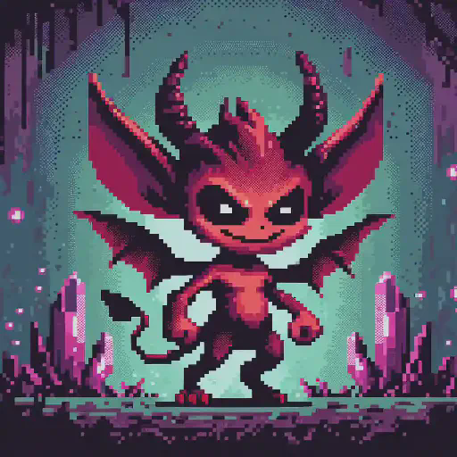 imp in retro gaming inspired style