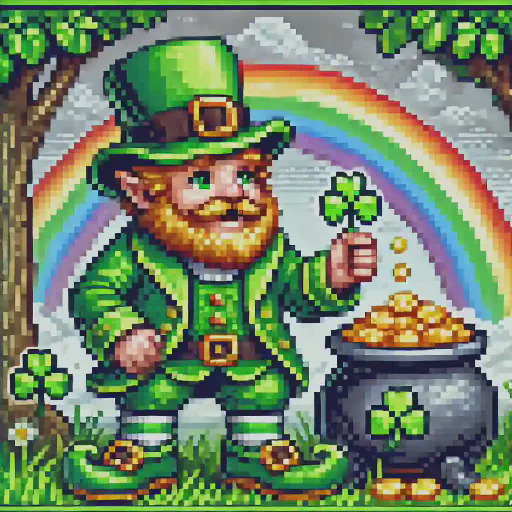 leprechaun in retro gaming inspired style