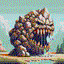 giant mimic in retro gaming inspired style