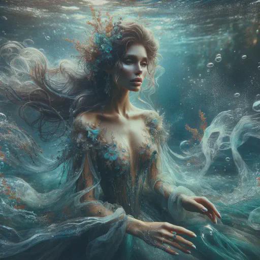 water nymph in fantasy movie style
