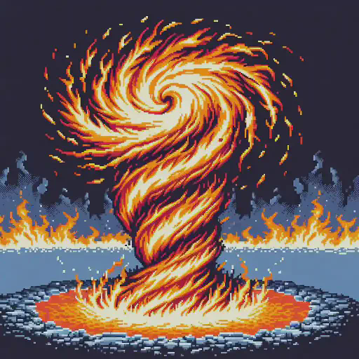 fire vortex in retro gaming inspired style