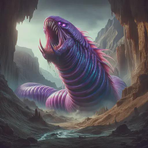 purple worm in fantasy movie style